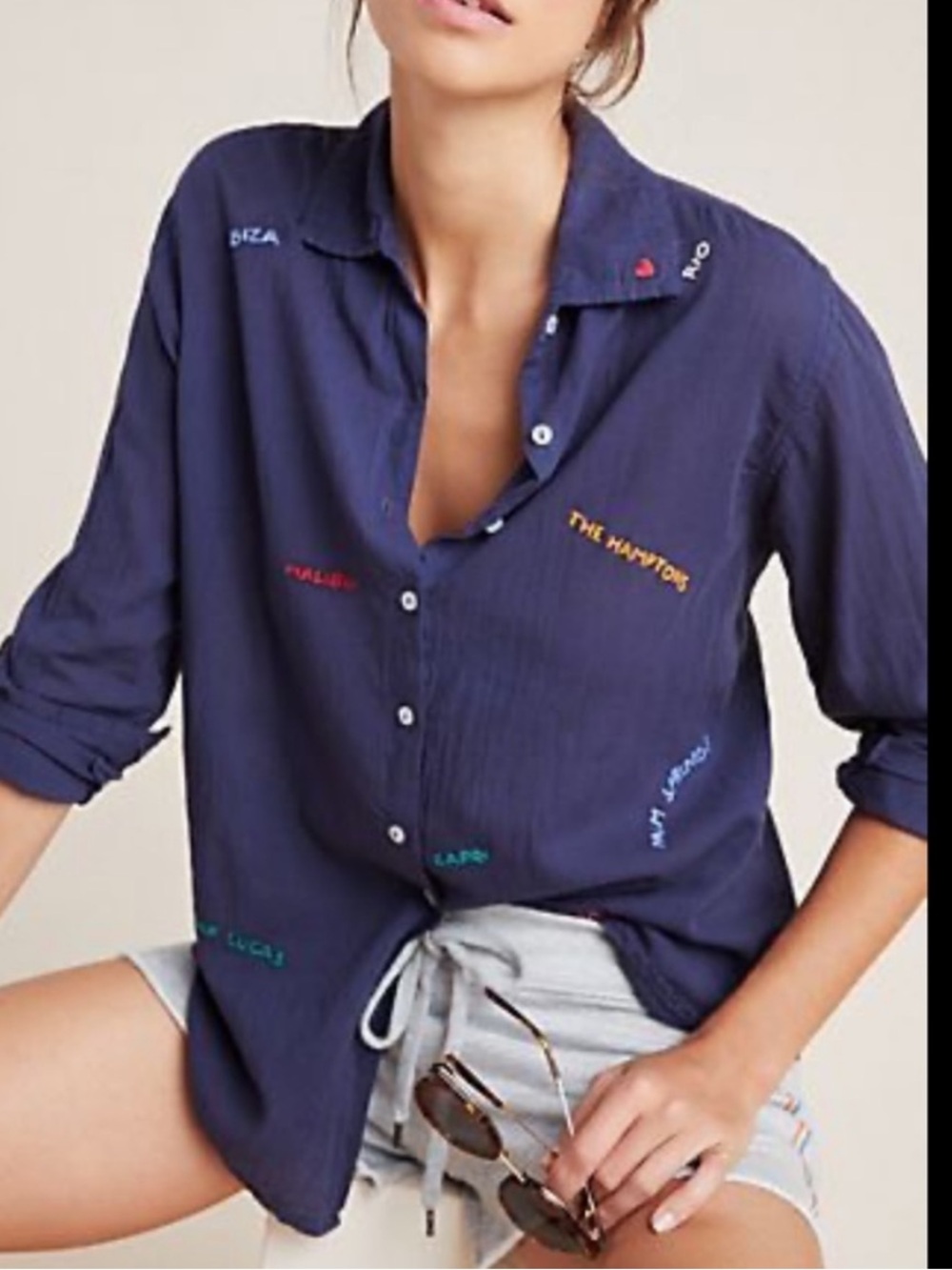 Sundry Destinations Button Down Shirt Long Sleeve Cotton Size 2/Medium